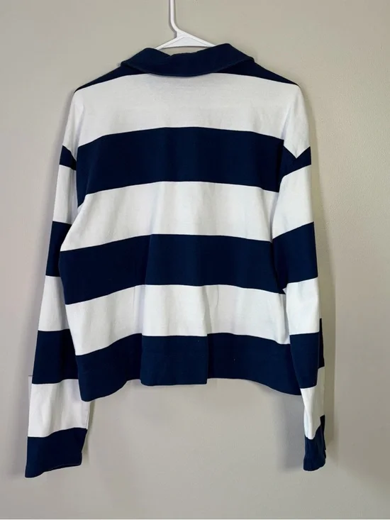 GAP Navy Striped Rugby Polo Shirt Size Large TALL - Picture 10 of 11